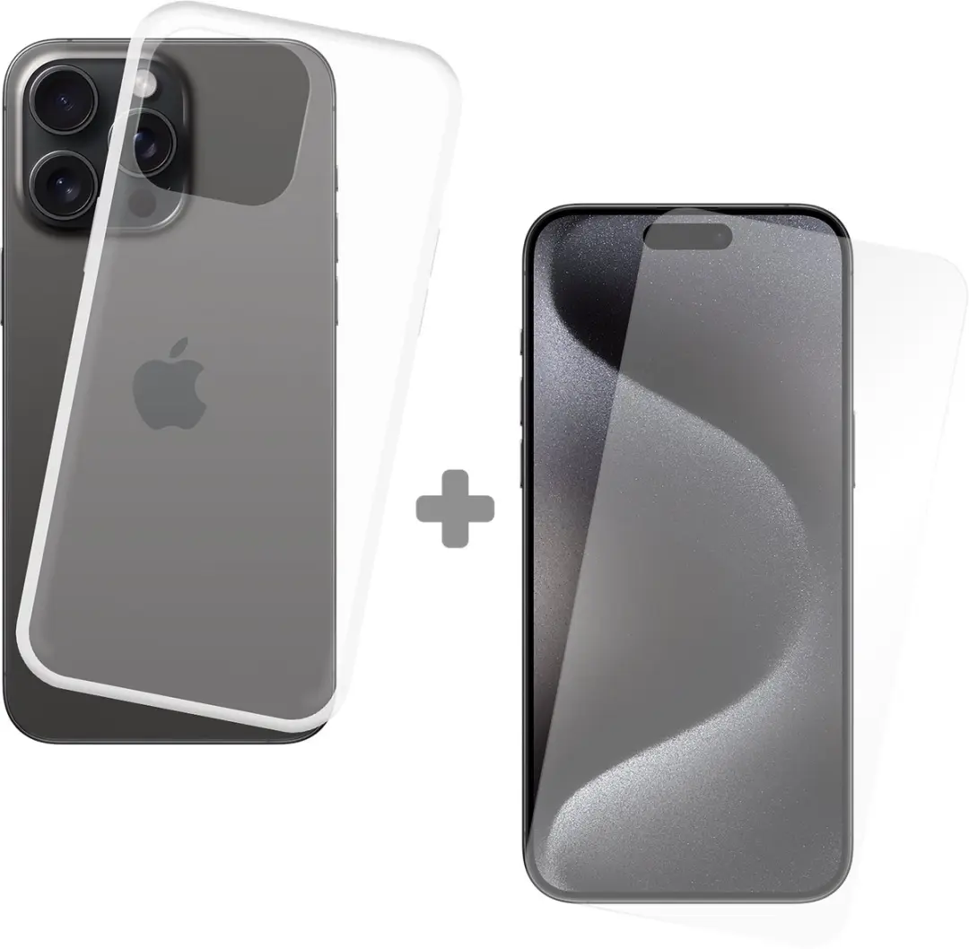 Just in Case iPhone 15 Pro Max Hoesje + Tempered Glas