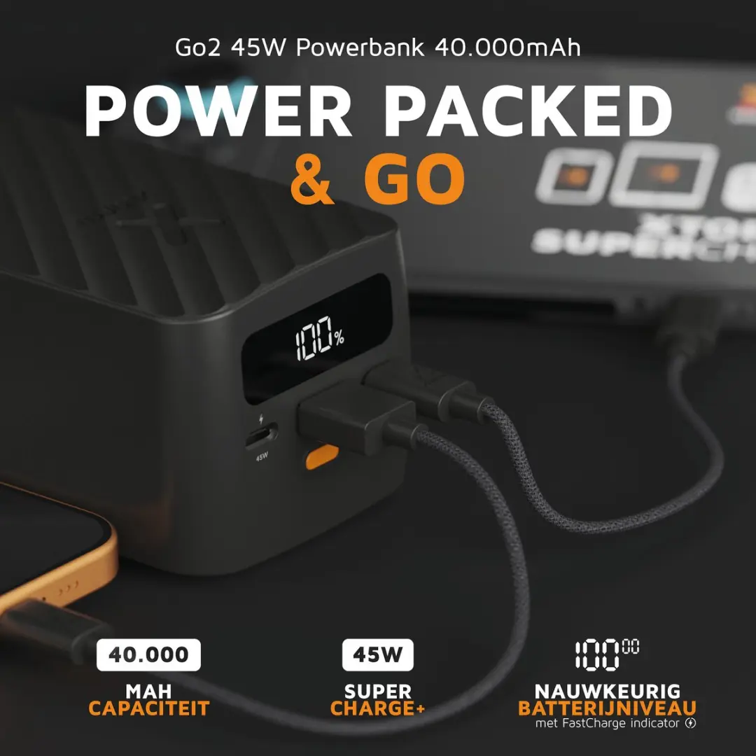 Xtorm Go2 Powerbank XG2401 40000mAh - 3x USB - 45W - Zwart - afbeelding 5 van 6