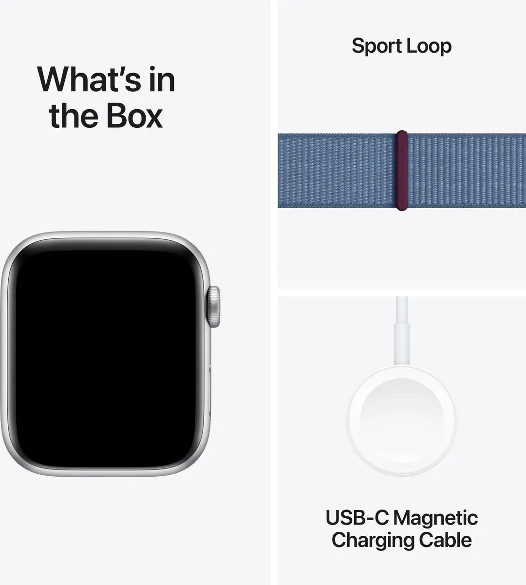 Apple Watch SE 44mm Zilver - Winter Blue Sport Loop
