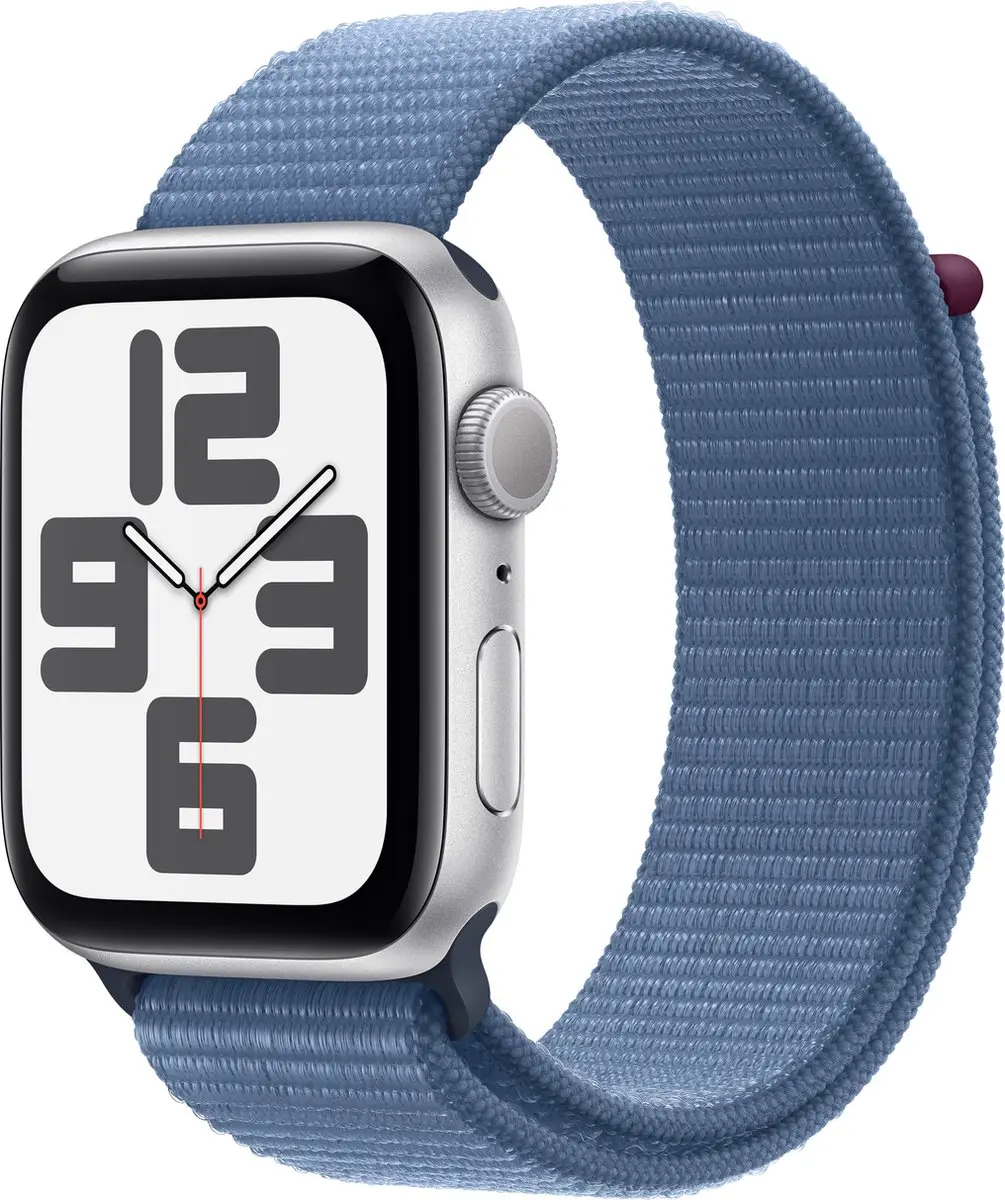Apple Watch SE 44mm Zilver - Winter Blue Sport Loop