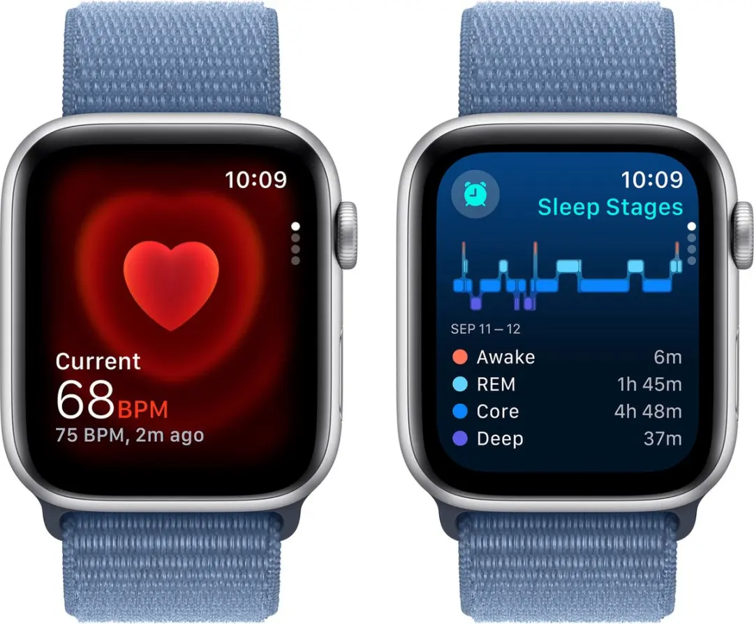 Apple Watch SE 44mm Zilver - Winter Blue Sport Loop