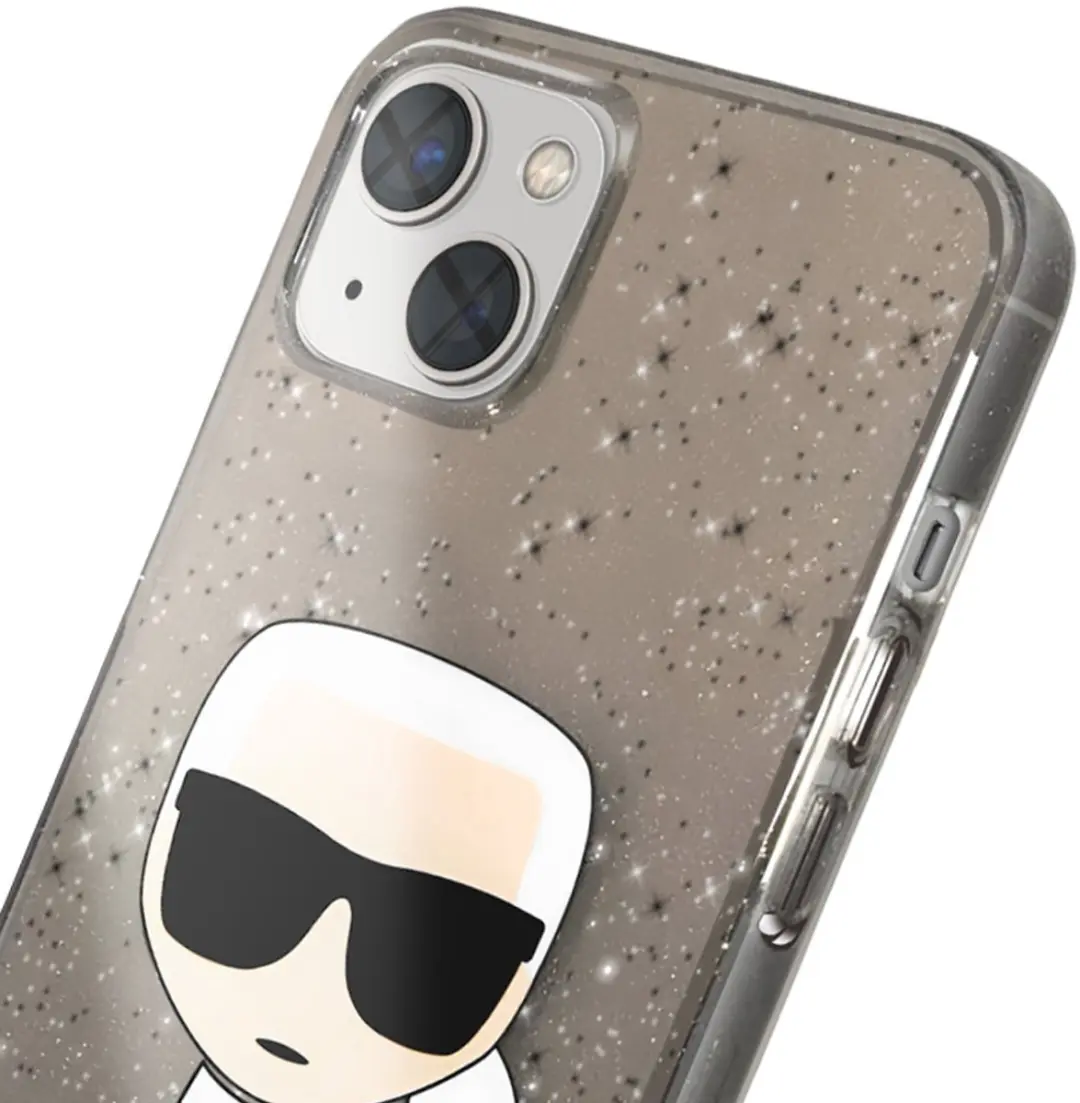 Karl Lagerfeld Hoesje iPhone 13 Mini Glitter - Zwart - afbeelding 6 van 6