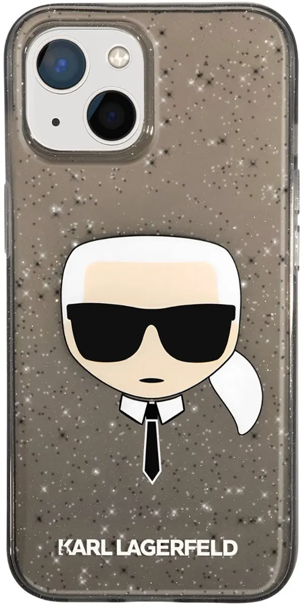 Karl Lagerfeld Hoesje iPhone 13 Mini Glitter - Zwart