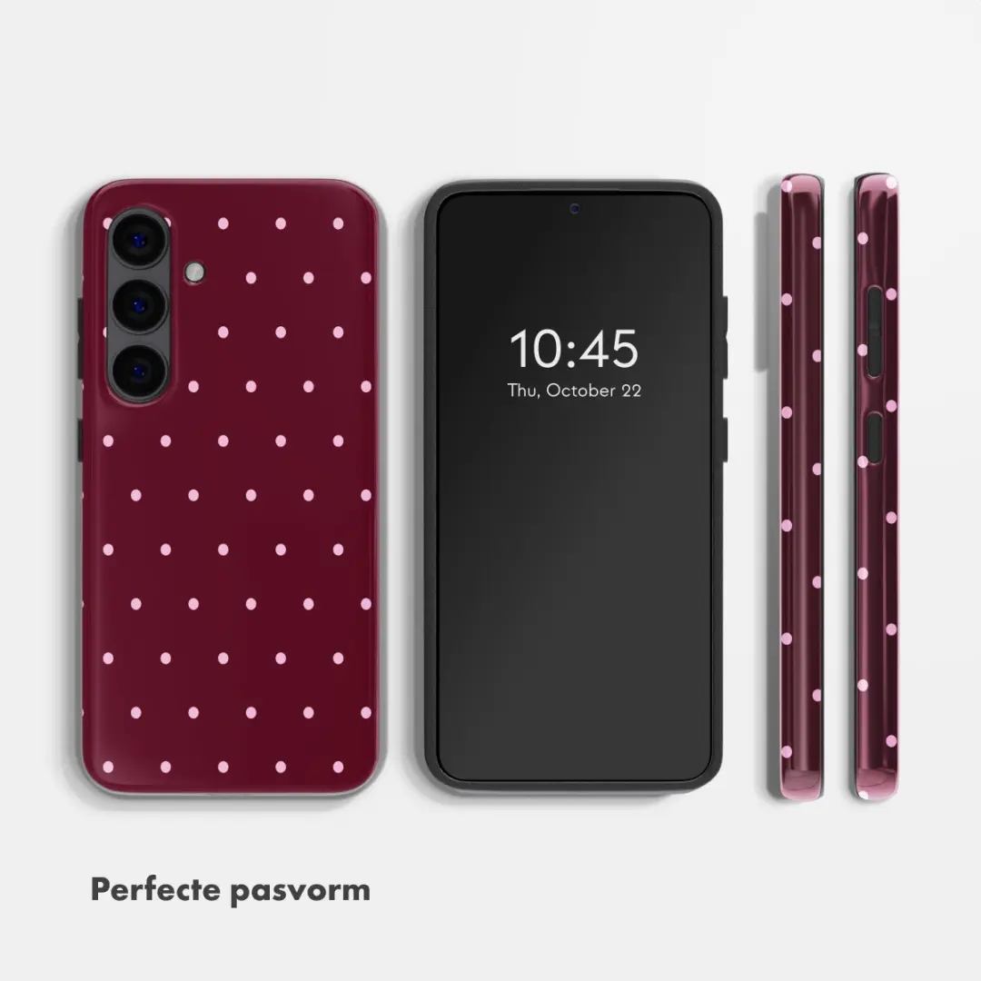 Selencia Hoesje Samsung Galaxy S24 - Happy Dots - Donkerrood