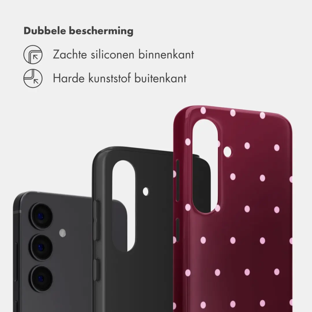 Selencia Hoesje Samsung Galaxy S24 - Happy Dots - Donkerrood