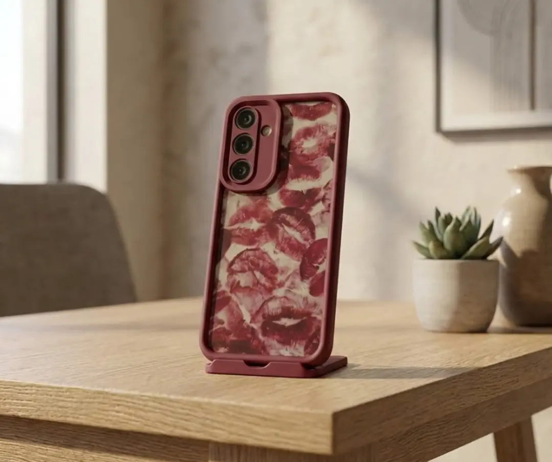 NUVEX Bordeaux Rood Telefoonhoesje Samsung Galaxy A55 - Lippenprint