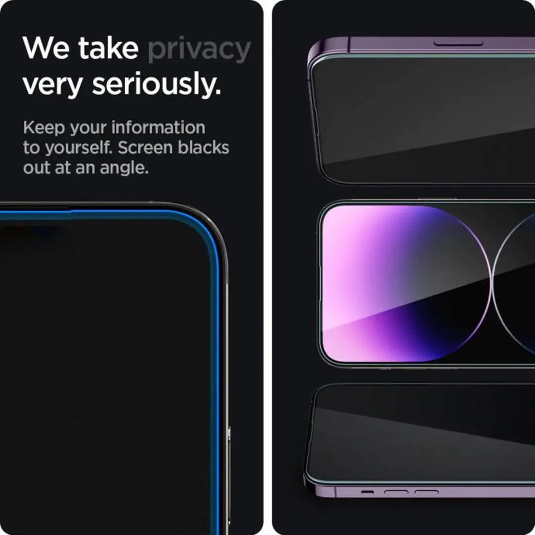 Spigen Apple iPhone 14 Pro Max Privacy Glass - Zwart - afbeelding 3 van 6