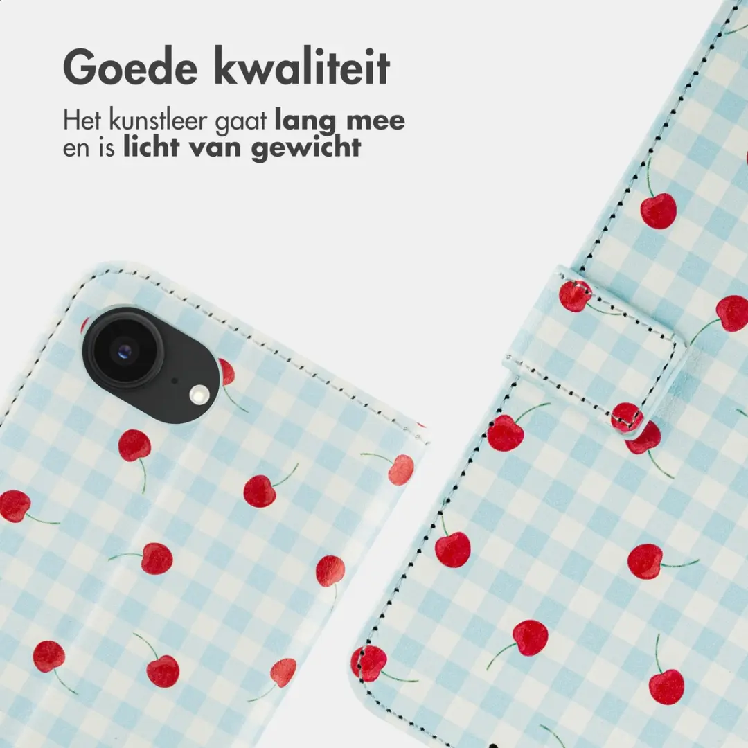 Imoshion iPhone 17e/16e Bookcase Hoesje - Cherry Check - 3 Pasjes