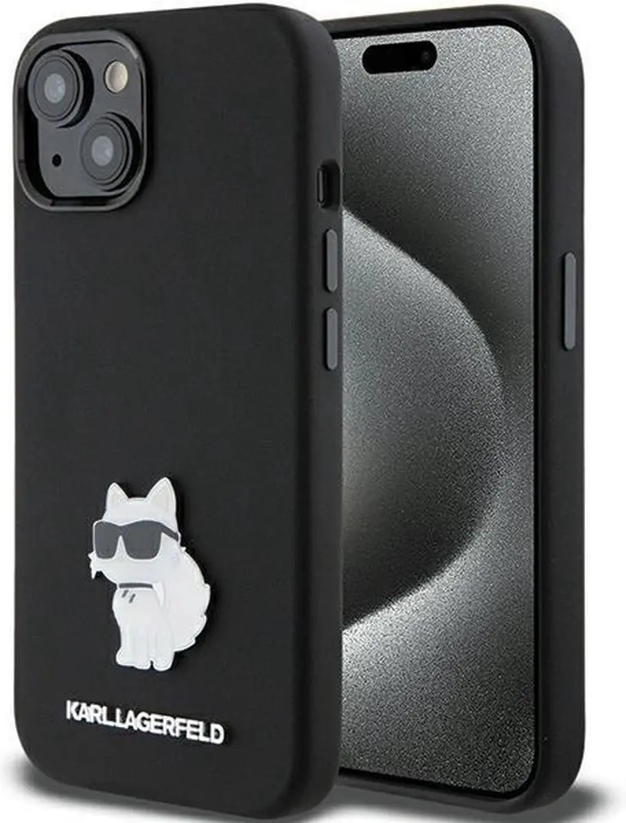 Karl Lagerfeld Choupette Siliconen Hoesje iPhone 15 - Zwart - afbeelding 3 van 4