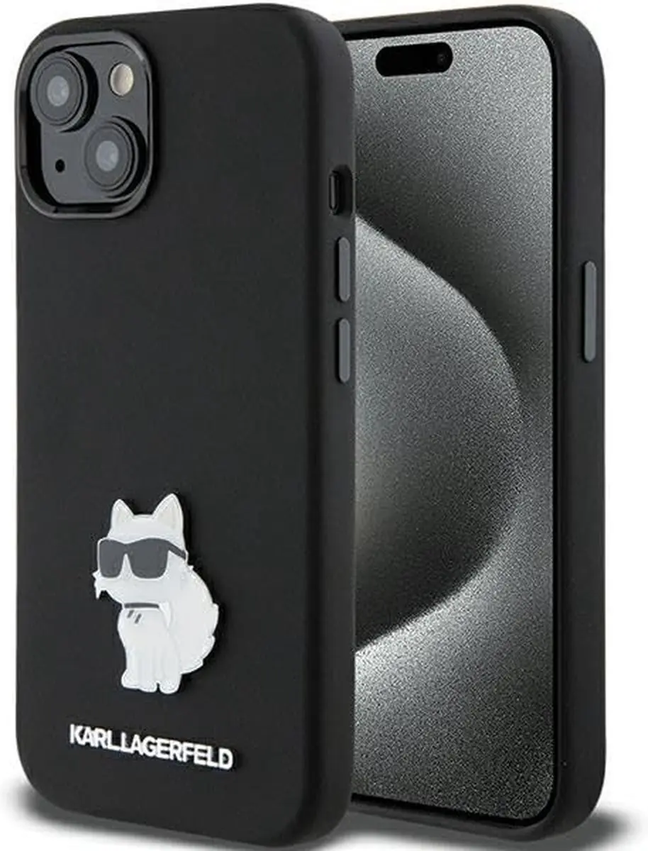 Karl Lagerfeld Choupette Siliconen Hoesje iPhone 15 - Zwart - afbeelding 4 van 4
