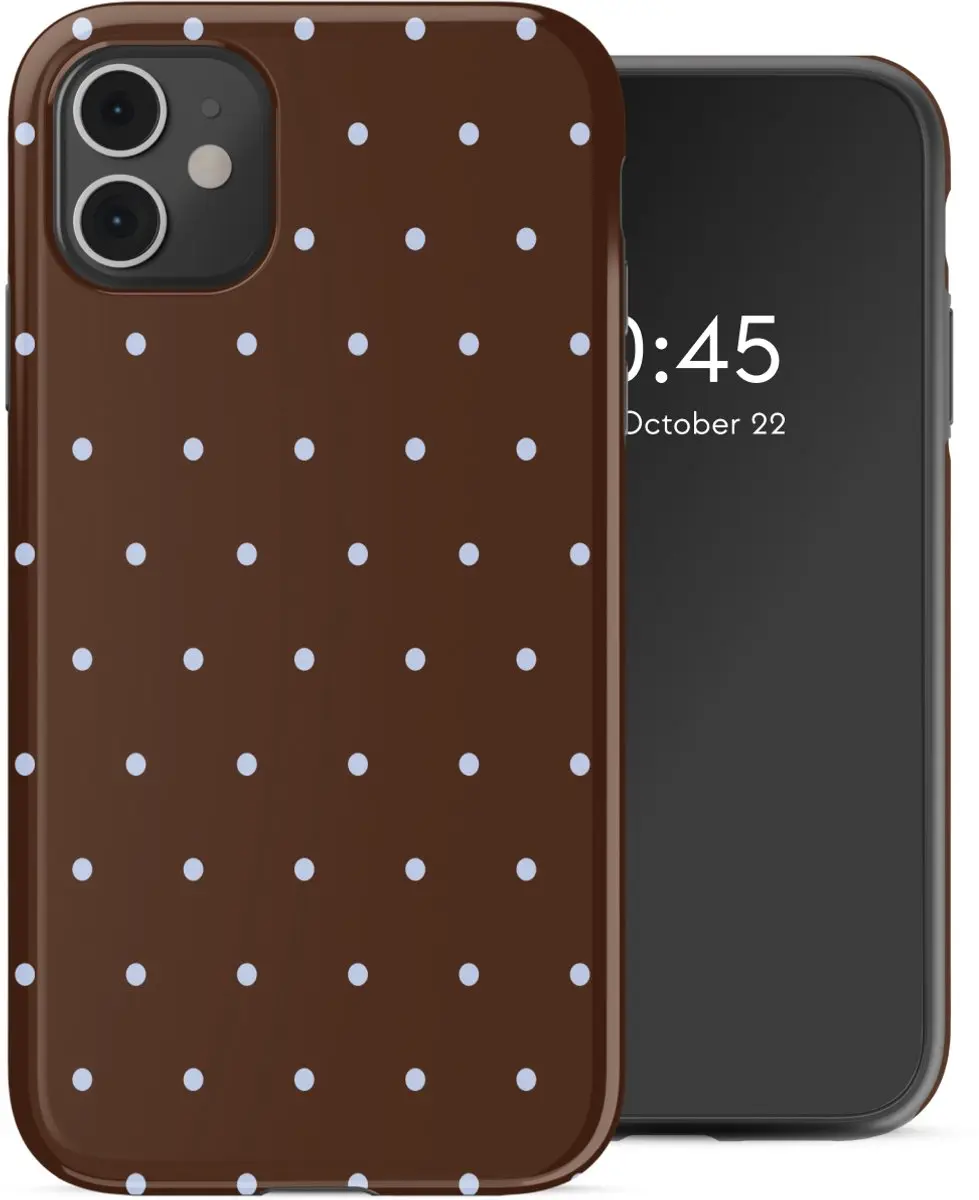 Selencia Hoesje iPhone 11 Happy Dots Chocolate