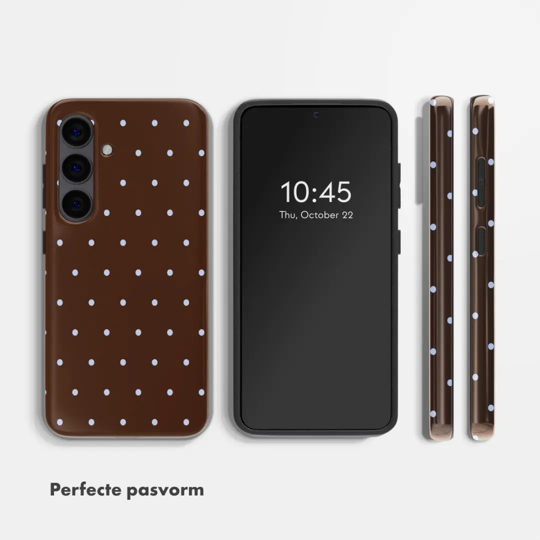 Selencia Hoesje Samsung Galaxy S24 Happy Dots Chocolate