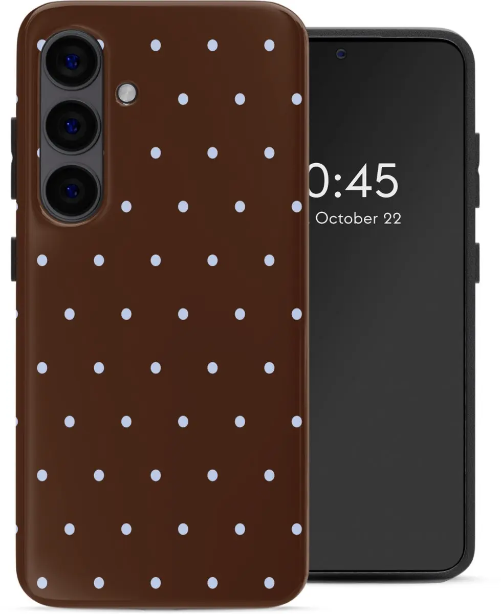 Selencia Hoesje Samsung Galaxy S24 Happy Dots Chocolate