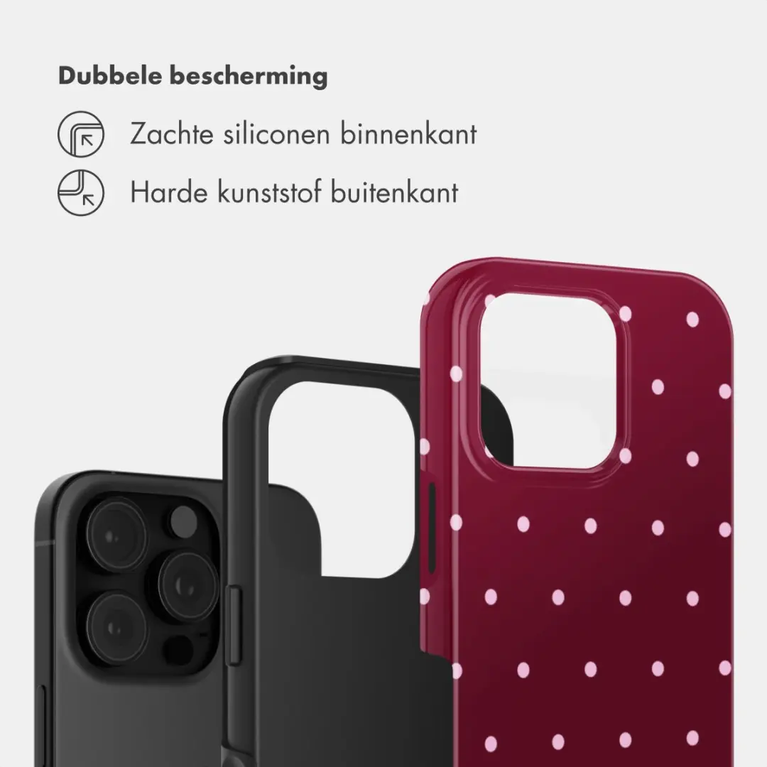 Selencia Hoesje iPhone 16 Pro Max Happy Dots - Donkerrood