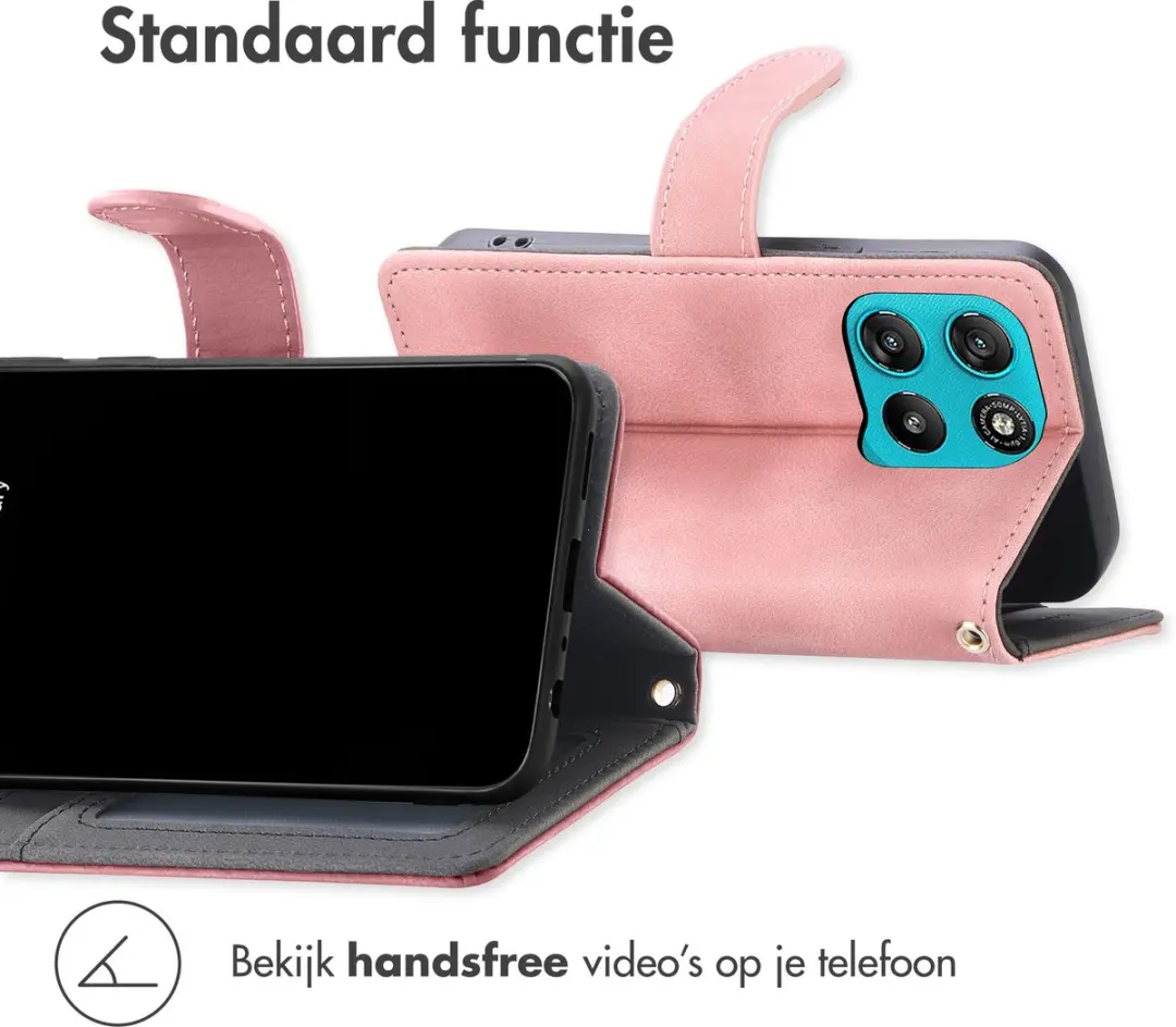 Imoshion Bookcase Hoesje Moto G77 - 3 Pasjes - Roze - afbeelding 6 van 6