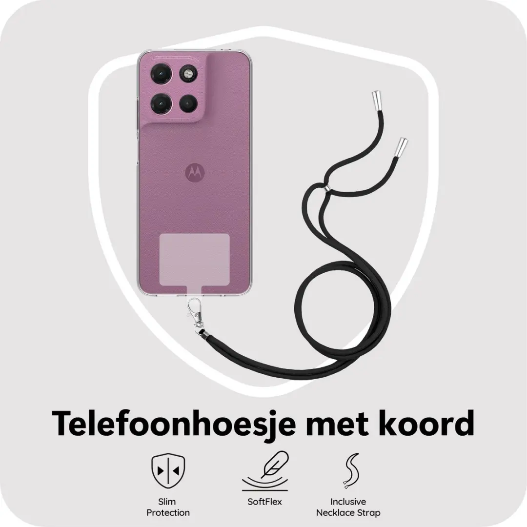 Just in Case Moto G17/G17 Power Hoesje met Koord - Transparant