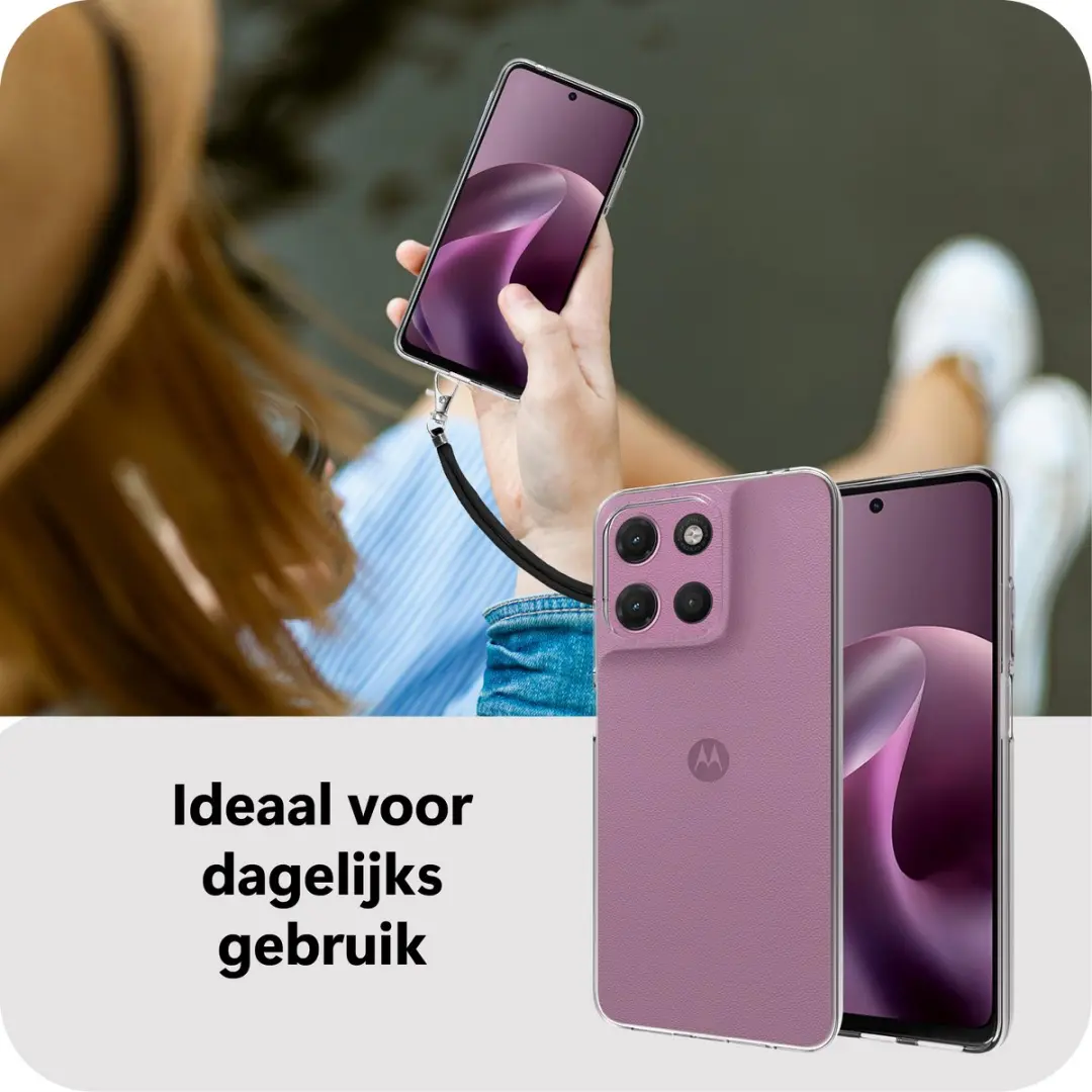 Just in Case Moto G17/G17 Power Hoesje met Koord - Transparant
