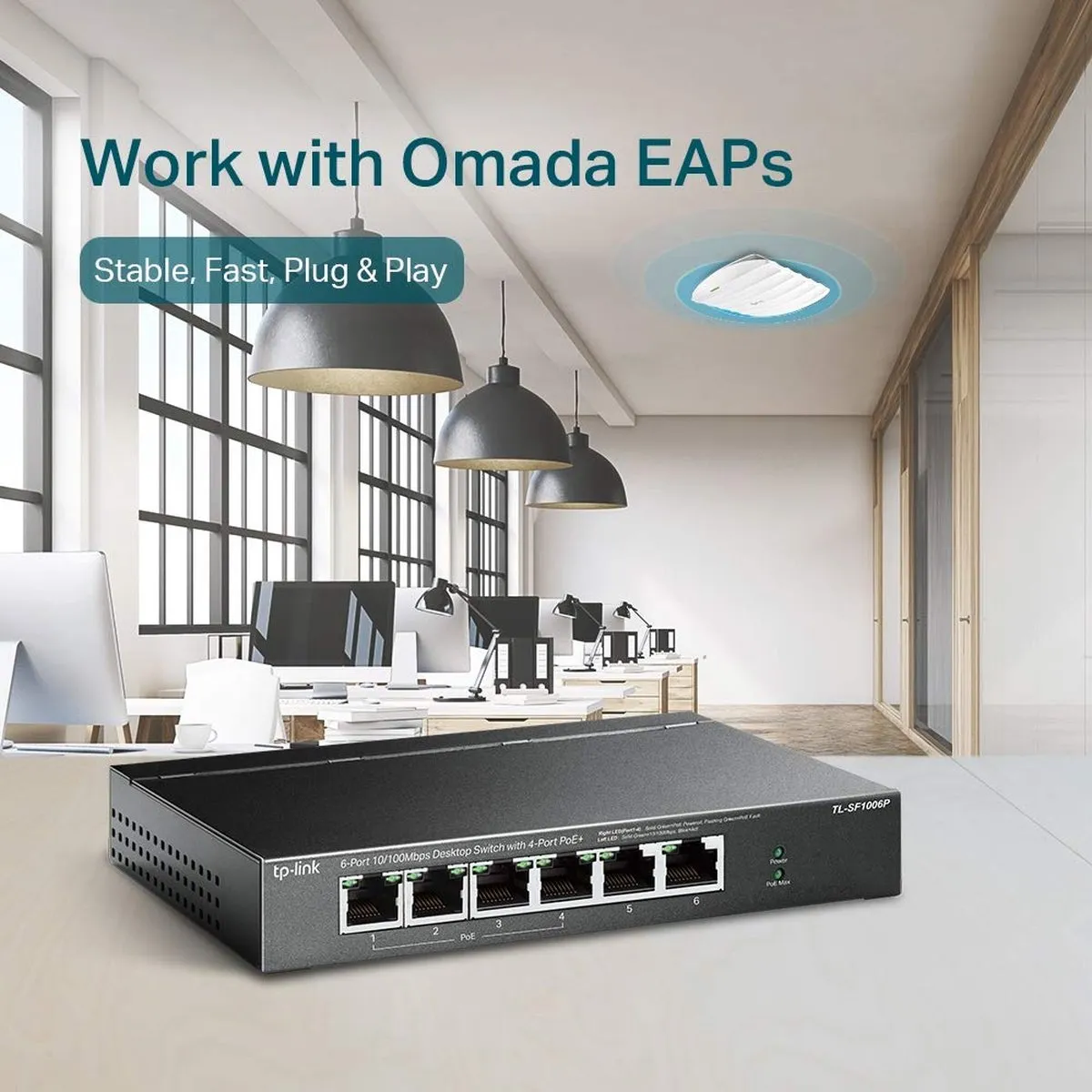 TP-Link TL-SF1006P Netwerk Switch - 6 Poorten - 4x PoE 67W - Zwart - afbeelding 6 van 6