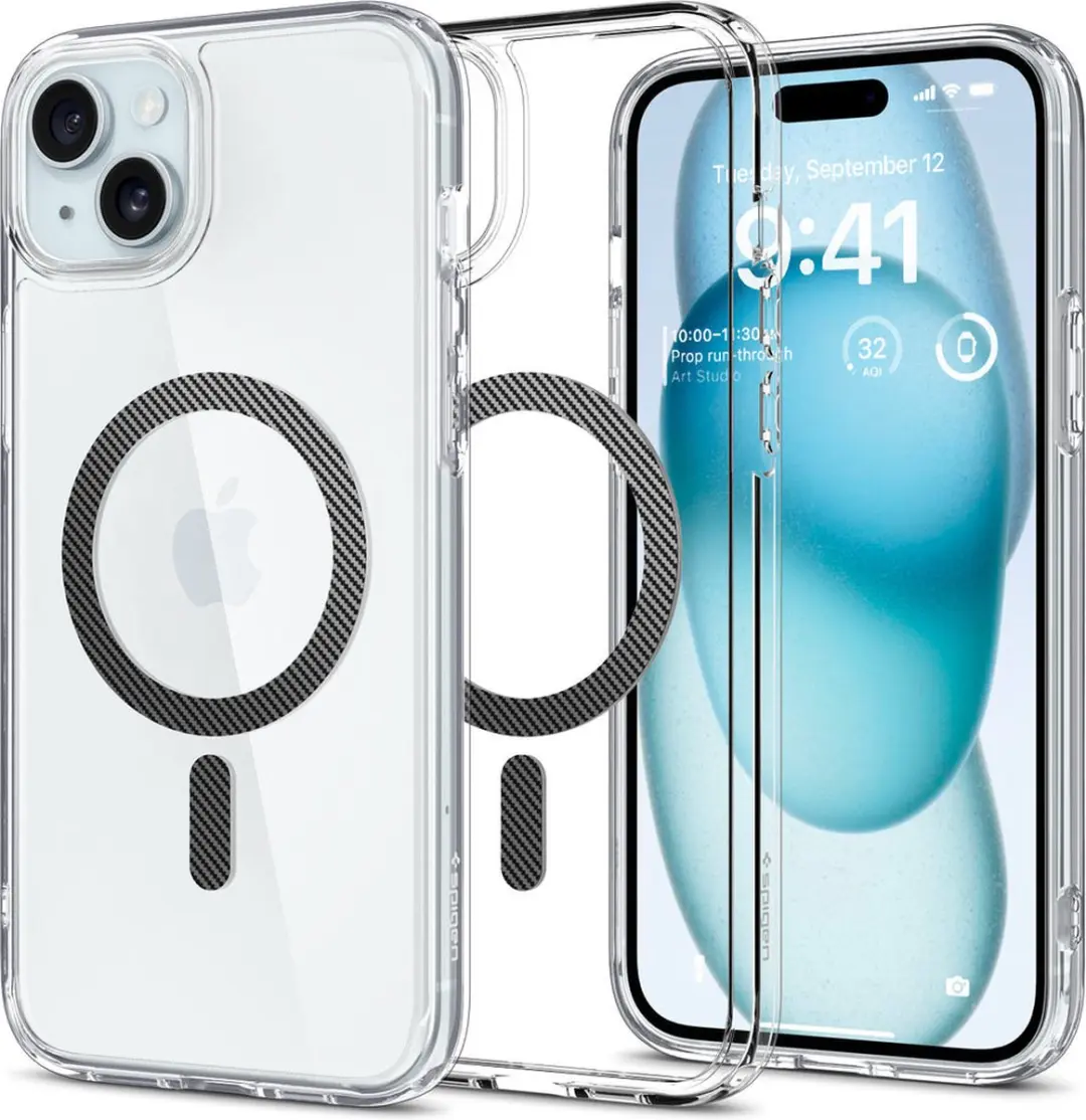 Spigen Ultra Hybrid MagFit ACS06804 iPhone 15 Hoesje - Grijs