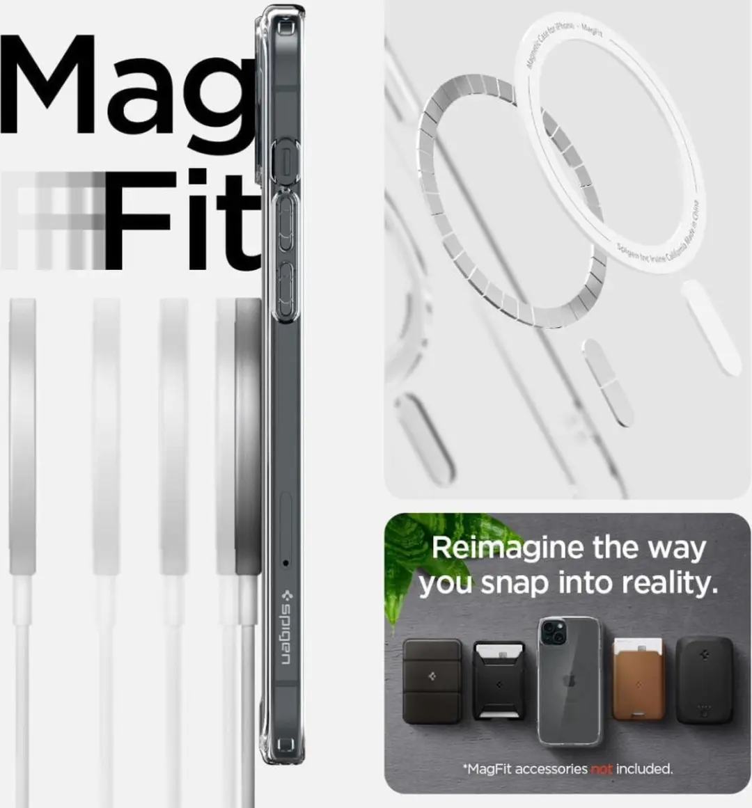 Spigen Ultra Hybrid MagFit ACS06804 iPhone 15 Hoesje - Grijs - afbeelding 6 van 6