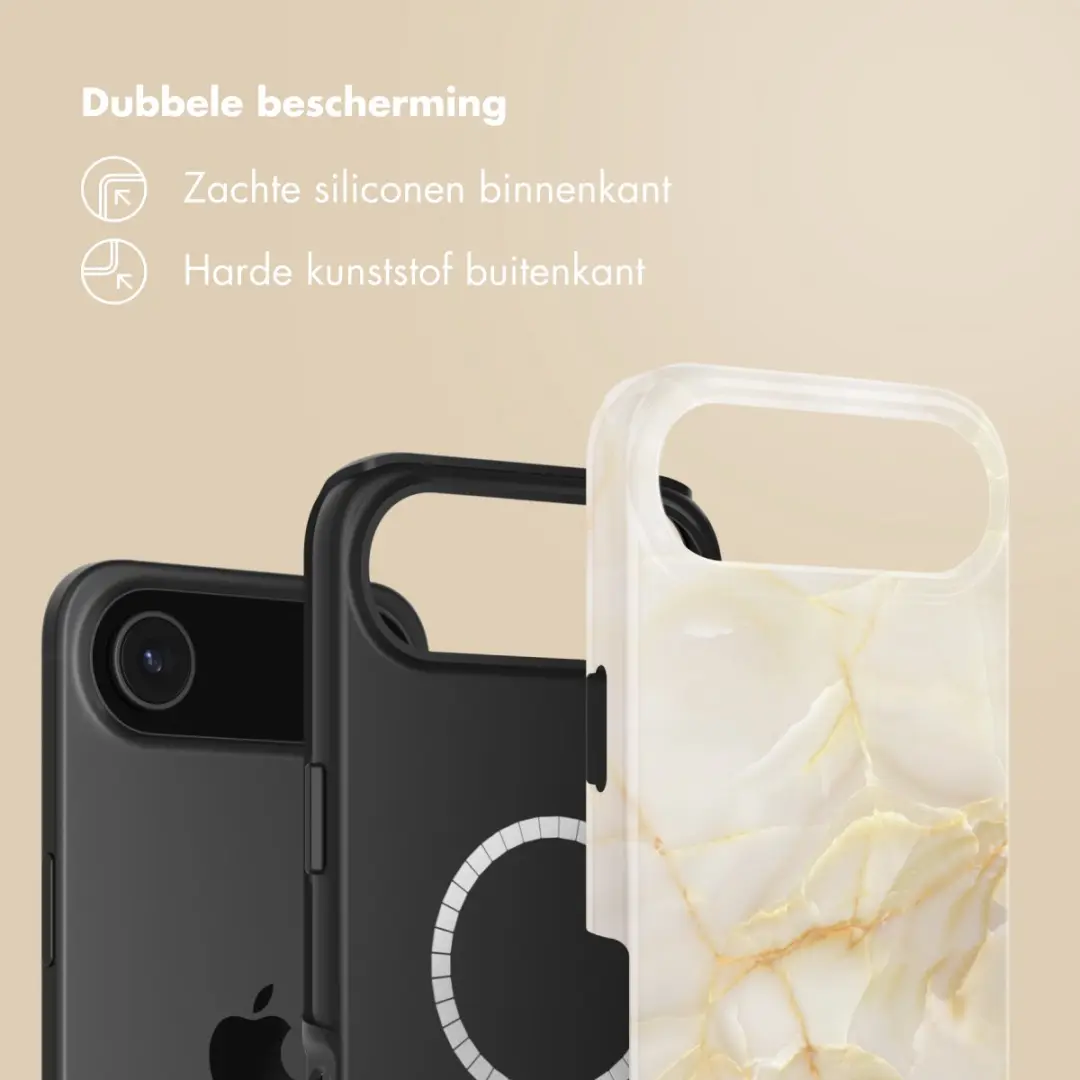 Selencia Hoesje iPhone 17 Air - Golden Beige Marble