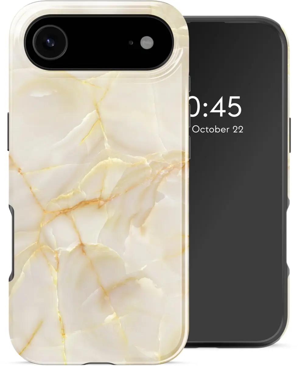 Selencia Hoesje iPhone 17 Air - Golden Beige Marble