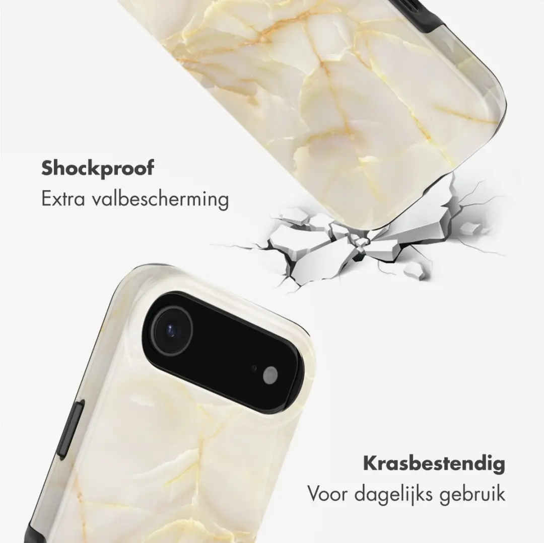 Selencia Hoesje iPhone 17 Air - Golden Beige Marble