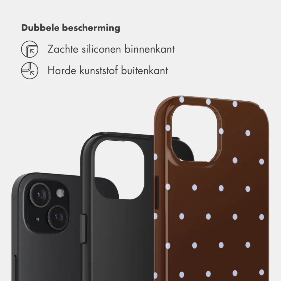 Selencia Hoesje iPhone 15 Happy Dots Chocolate