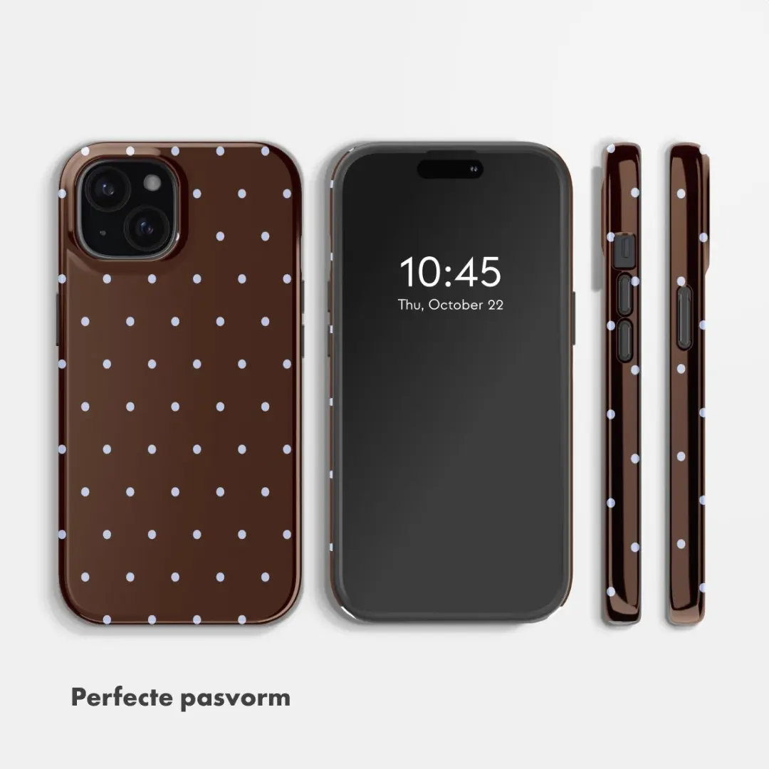 Selencia Hoesje iPhone 15 Happy Dots Chocolate