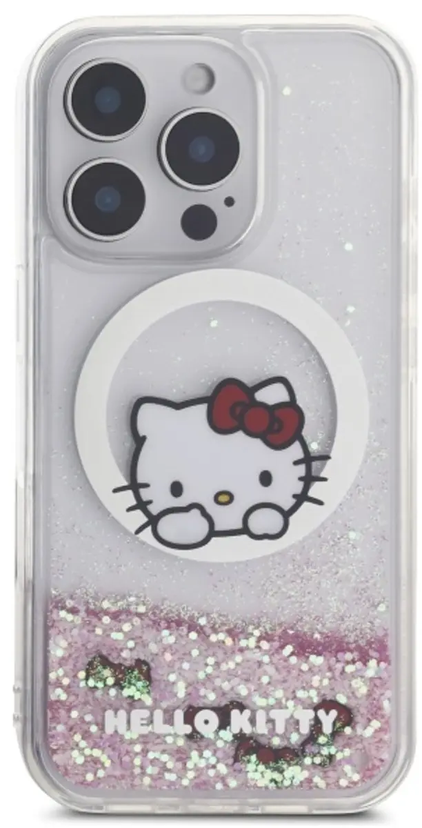 Hello Kitty Glitter Bows Hoesje iPhone 16 Pro MagSafe - Wit