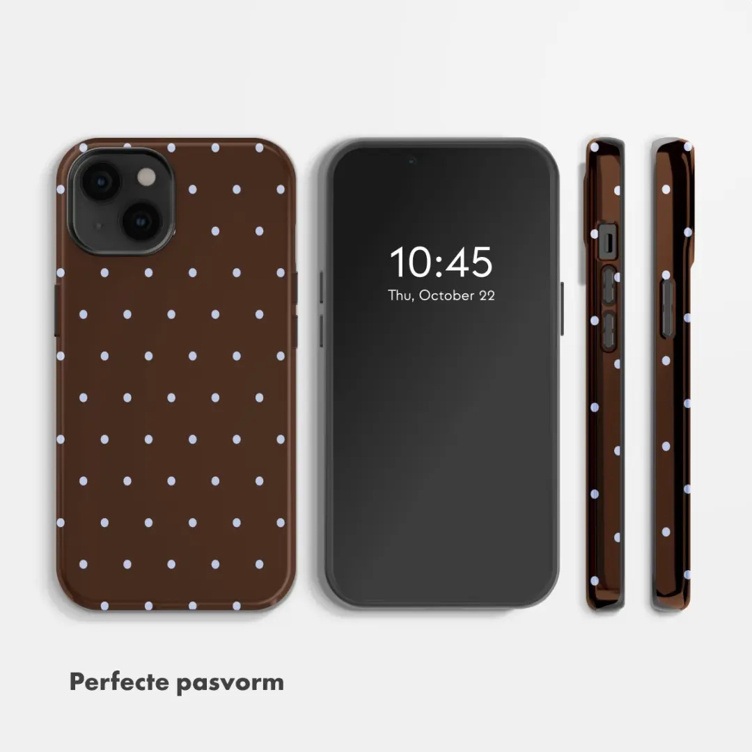Selencia Hoesje iPhone 14 Happy Dots Chocolate