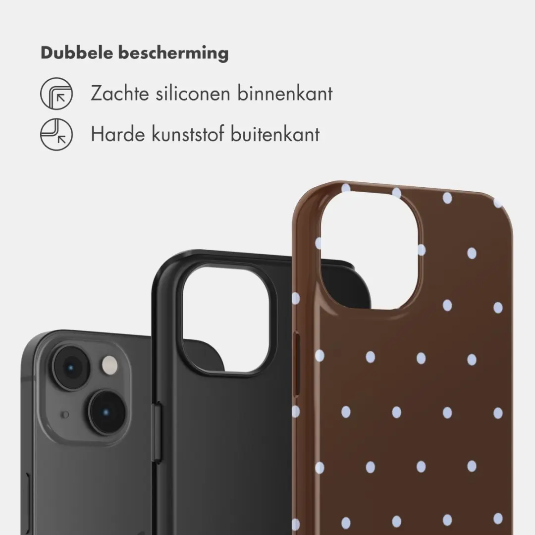 Selencia Hoesje iPhone 14 Happy Dots Chocolate