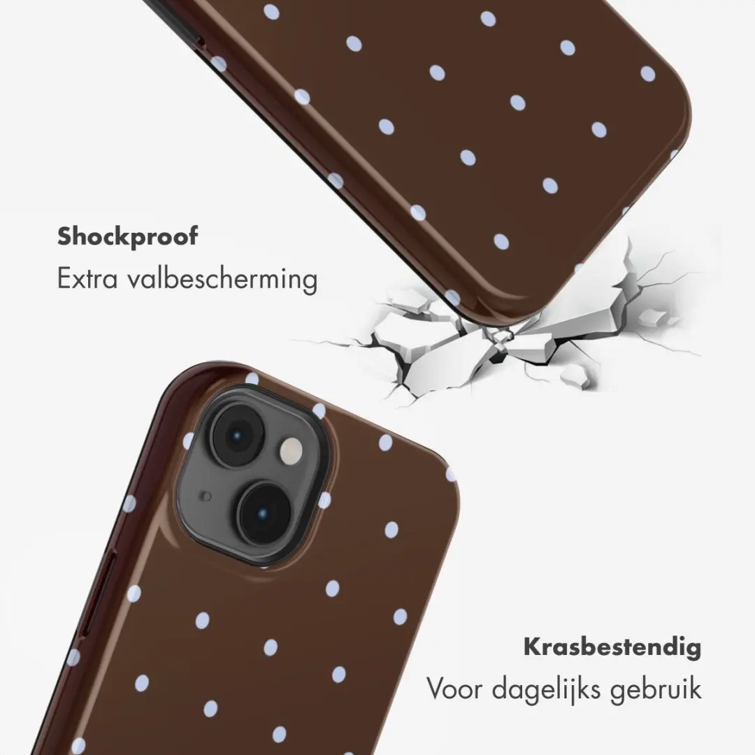 Selencia Hoesje iPhone 14 Happy Dots Chocolate