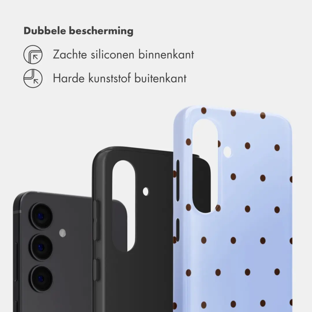 Selencia Hoesje Samsung Galaxy S24 Lichtblauw - Happy Dots Digital Sky