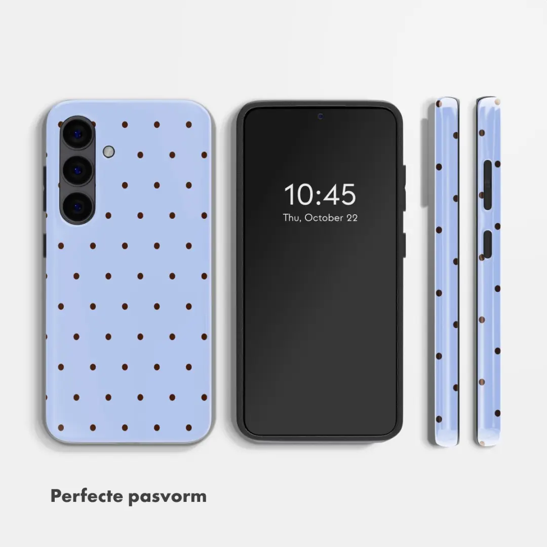 Selencia Hoesje Samsung Galaxy S24 Lichtblauw - Happy Dots Digital Sky