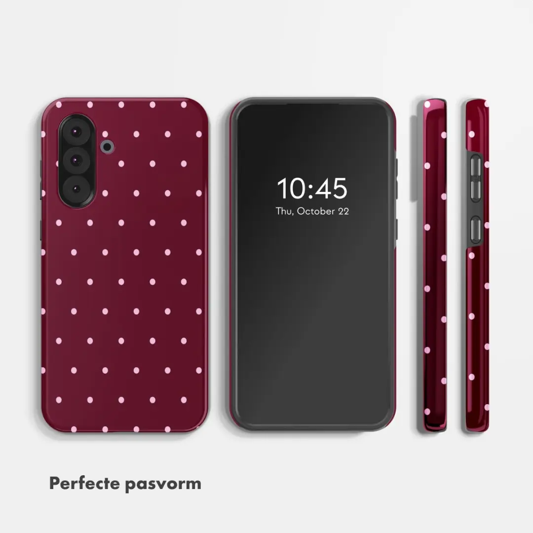 Selencia Hoesje Samsung Galaxy A36/A56 - Happy Dots - Donkerrood