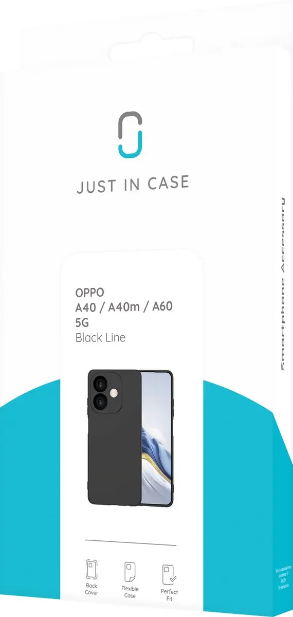 Just in Case Hoesje Oppo A40/A60 5G Siliconen - Zwart - afbeelding 6 van 6