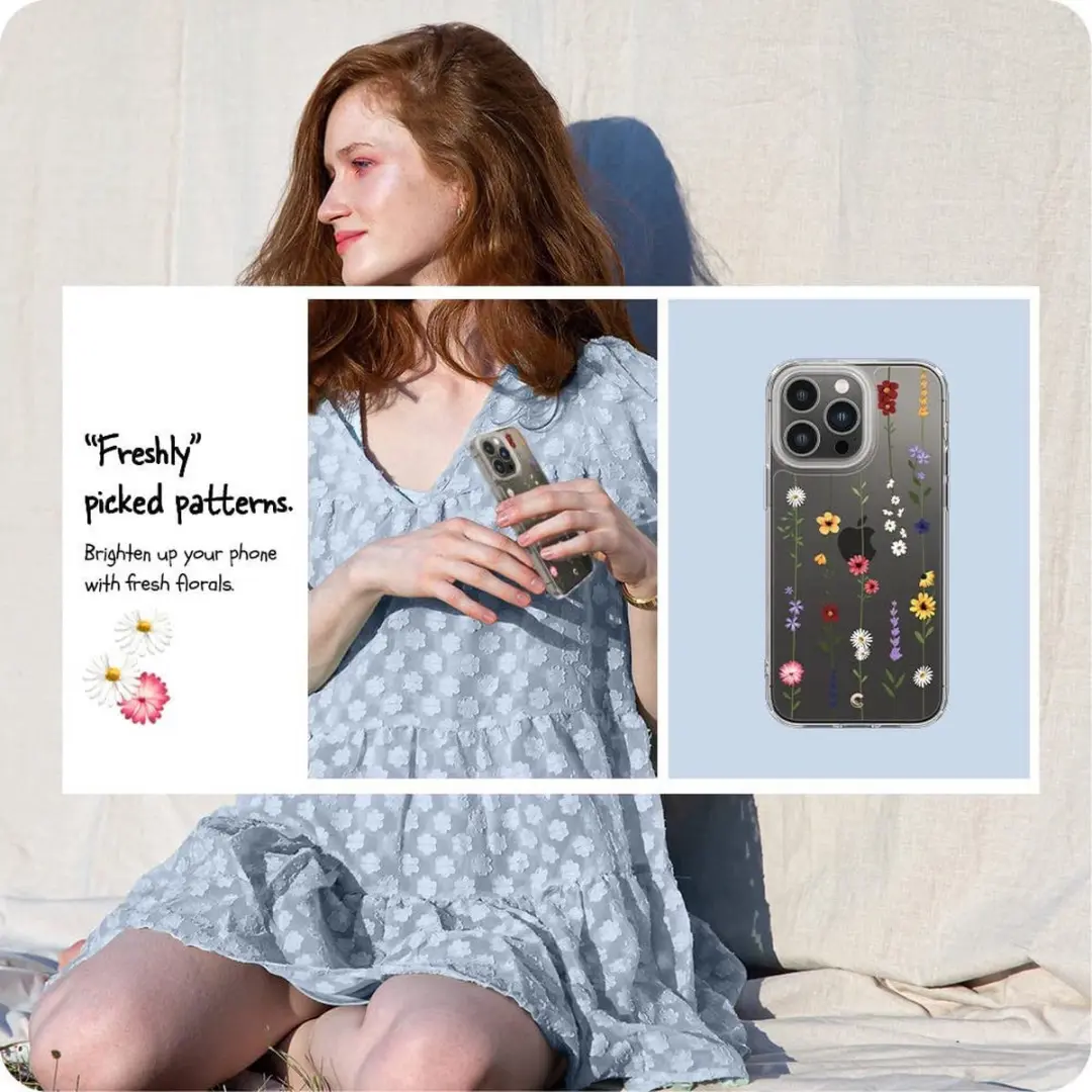Spigen ACS05019 Hoesje iPhone 14 Pro Flower Garden - Transparant