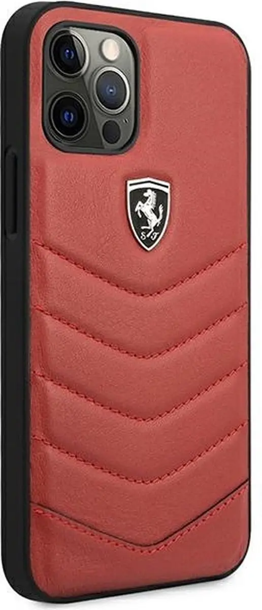 Ferrari Heritage Leather Back Case iPhone 12/12 Pro - Rood