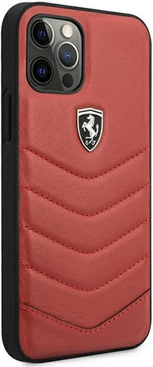 Ferrari Heritage Leather Back Case iPhone 12/12 Pro - Rood