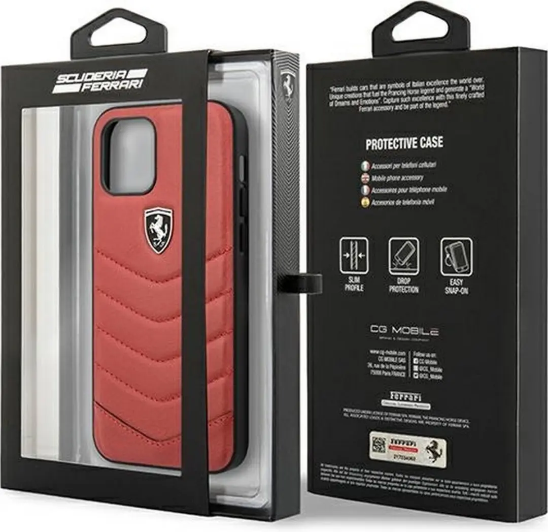 Ferrari Heritage Leather Back Case iPhone 12/12 Pro - Rood