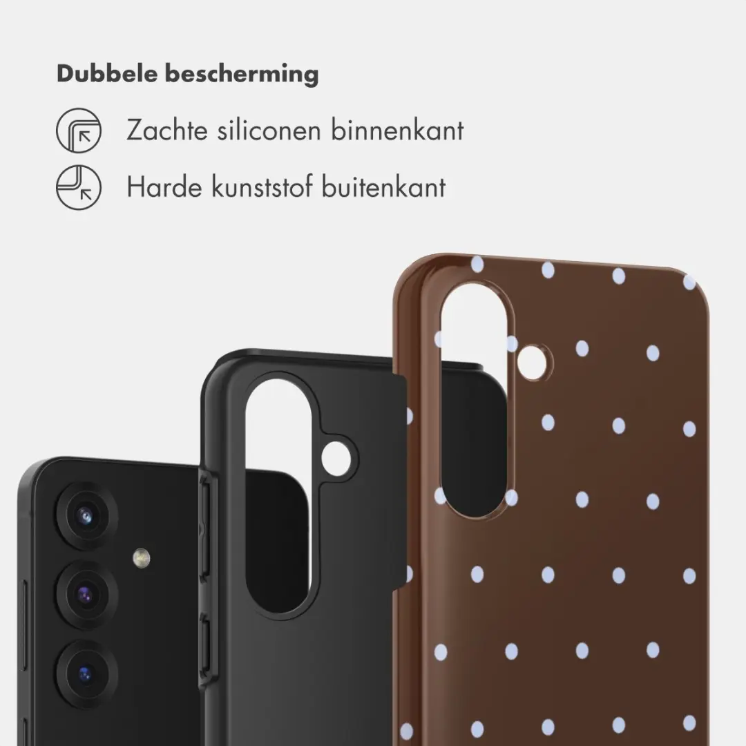 Selencia Hoesje Samsung Galaxy S25 Happy Dots Chocolate