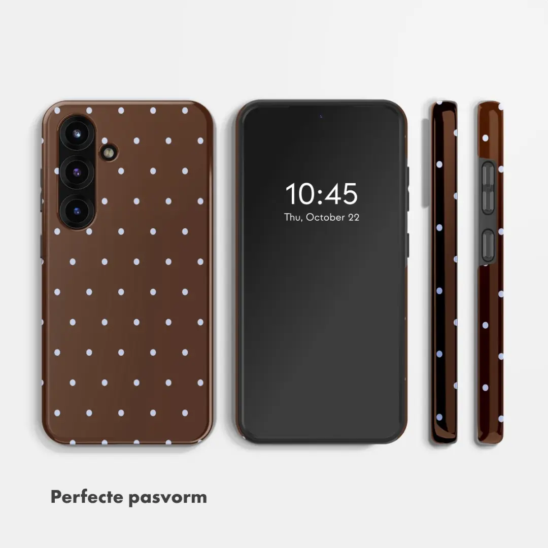 Selencia Hoesje Samsung Galaxy S25 Happy Dots Chocolate