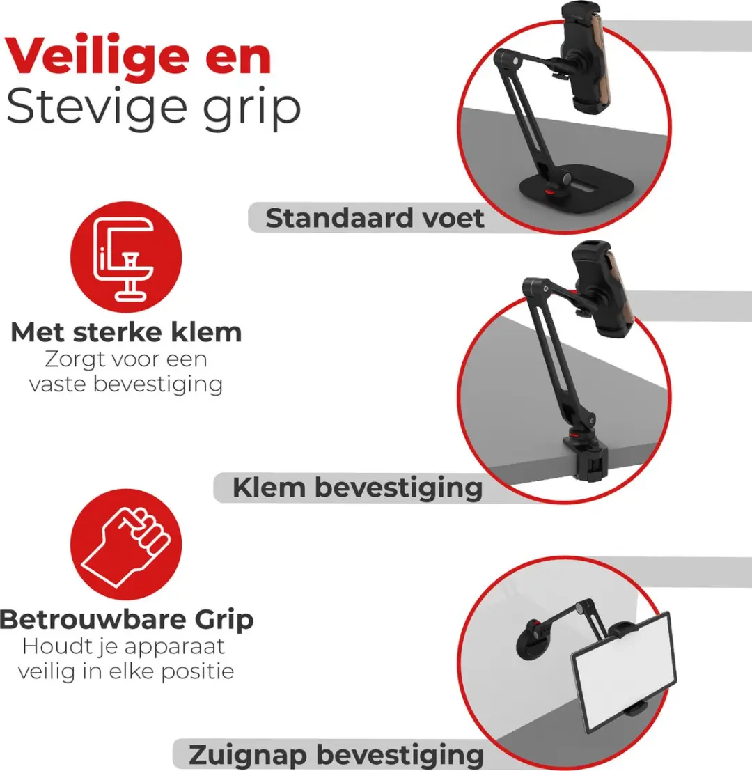 Caliber EM-SET-SRE Tablet Houder 12.9" - iPad - Zwart
