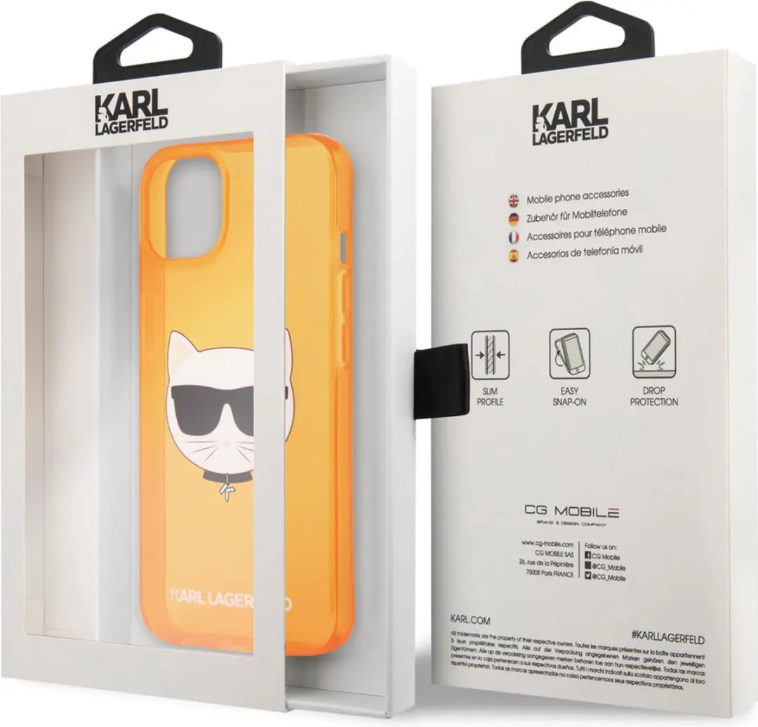 Karl Lagerfeld iPhone 13 Mini Hoesje - Poezen Oranje - afbeelding 2 van 6