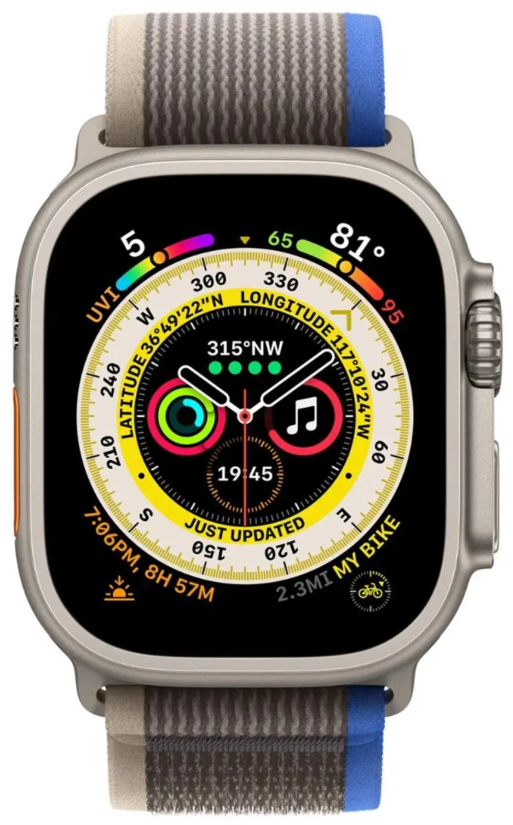 Apple Watch Ultra 49mm Blauw/Grijs Bandje - M/L