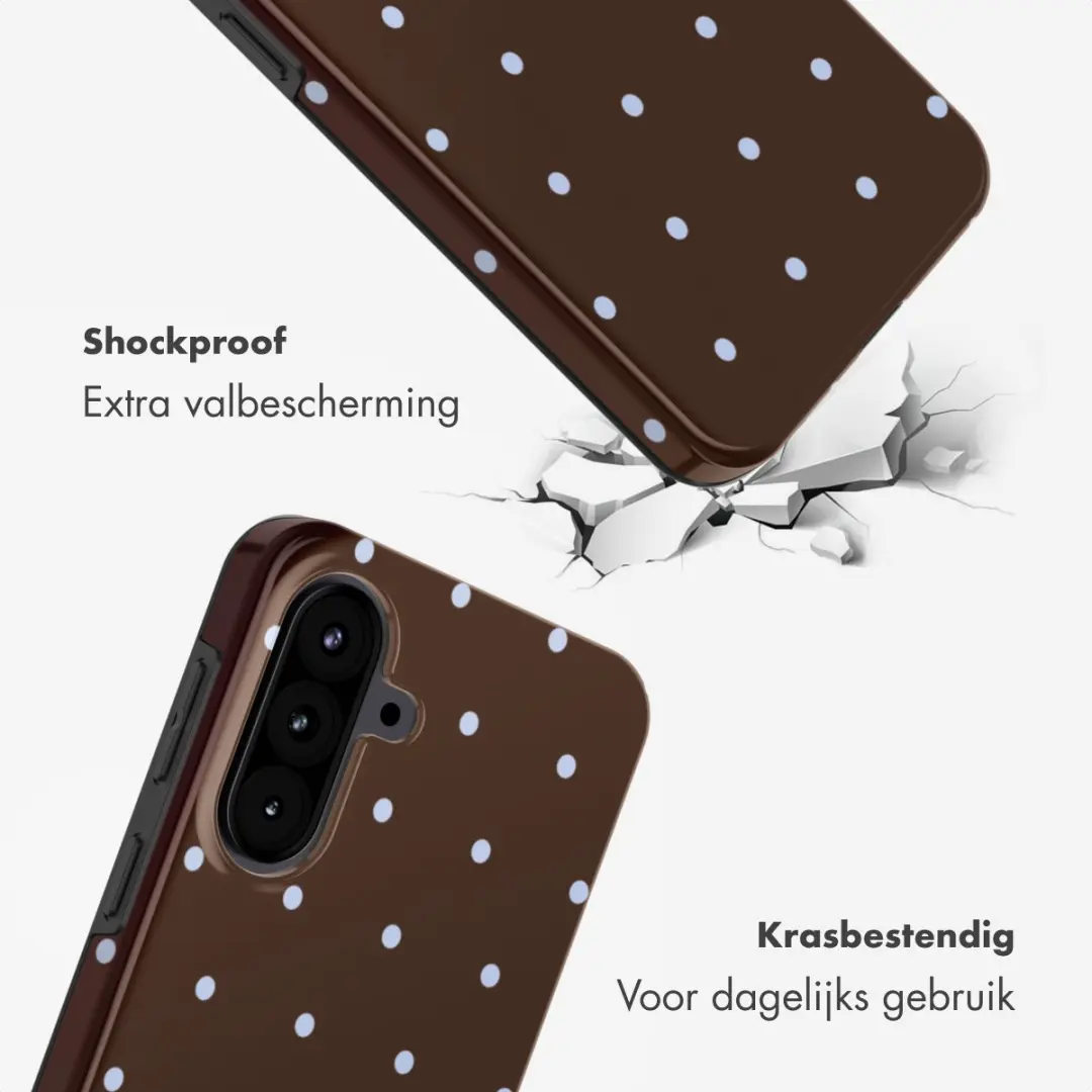 Selencia Hoesje Samsung Galaxy A57 - Happy Dots Chocolate