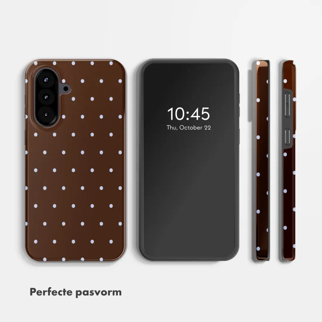 Selencia Hoesje Samsung Galaxy A57 - Happy Dots Chocolate