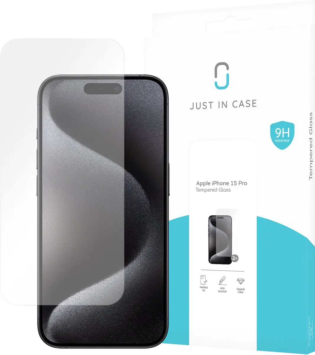 Just in Case iPhone 15 Pro Screenprotector - 2 Stuks