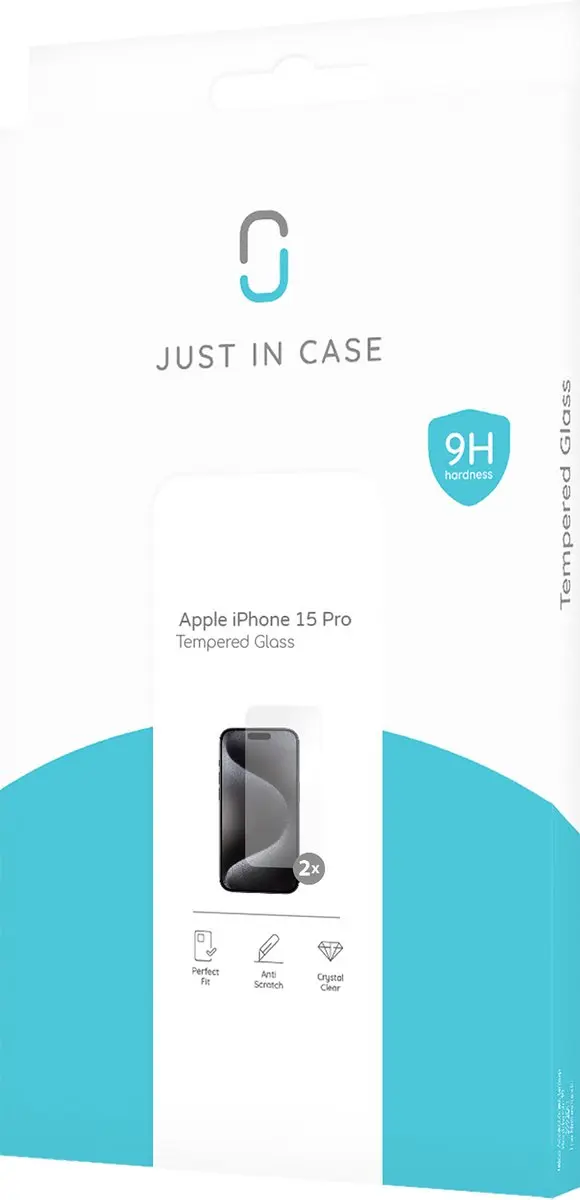 Just in Case iPhone 15 Pro Screenprotector - 2 Stuks